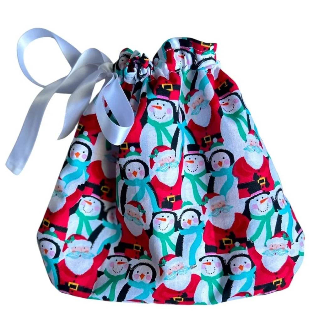Hand Crafted Colorful Festive Christmas Themed Eco Friendly Reusable Gift Bag